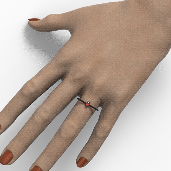 Minimalist Dainty Gold Oval Red CZ Ring - Picture 1 of 3